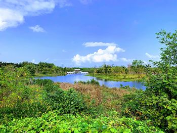 Scenic view of lake against sky