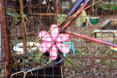 Fence seen through chainlink fence