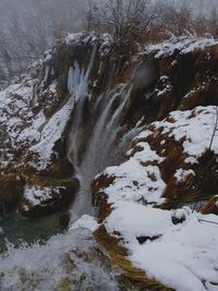 Close-up of snow on landscape