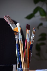 Close-up of paintbrushes