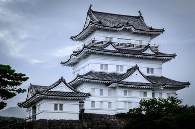 Low angle view of pagoda against sky