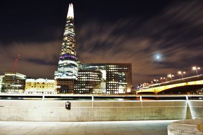 Illuminated shard london bridge at night