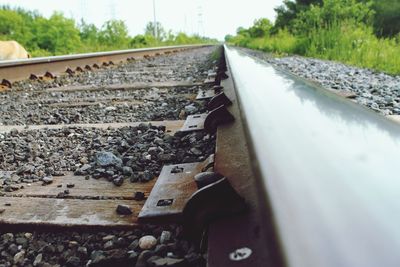 Railroad track at night