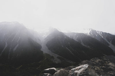 Scenic view of mountains against clear sky