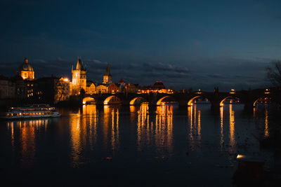Charles bridge in prague with reflections in the water