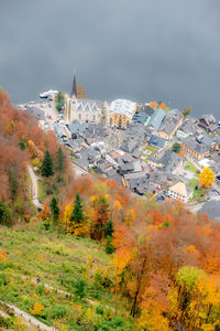 High angle view of townscape against sky