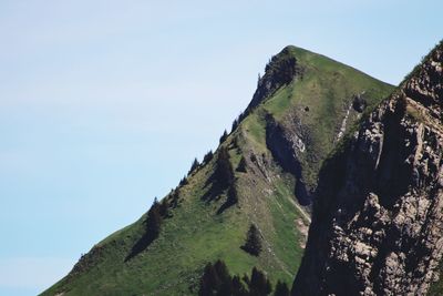 Low angle view of mountain against clear sky