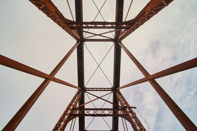 Low angle view of electricity pylon against sky