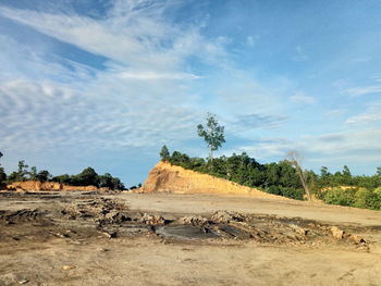 Scenic view of land against sky