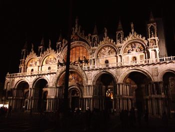 Low angle view of cathedral at night