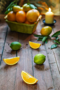 Close-up of fruits on table
