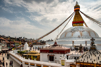 The golden spire of the buddhist stupa boudhanath