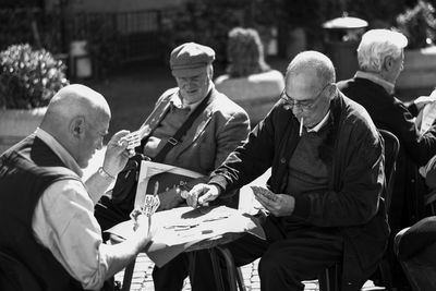 Men playing at music concert