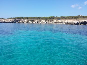 Scenic view of sea against clear sky