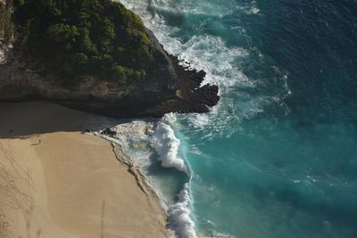 High angle view of rocks on beach