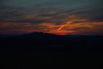 Silhouette of landscape against dramatic sky