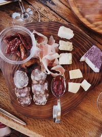 High angle view of food on table