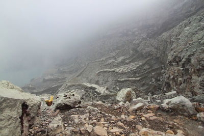 Scenic view of snow covered mountains