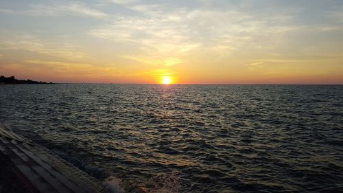 Scenic view of sea at sunset