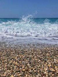 Scenic view of sea against clear sky