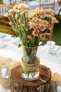 Close-up of flower vase on table