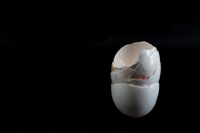 Close-up of broken glass against black background