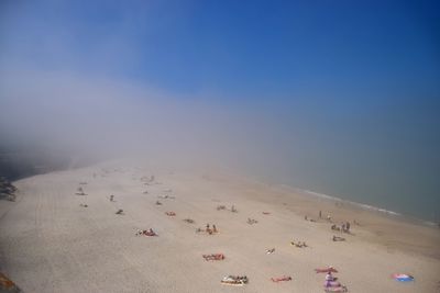 High angle view of people on beach