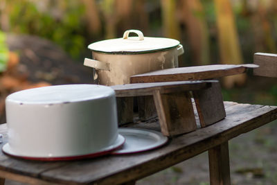 Close-up of tea cup on table