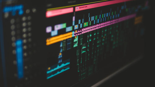 Close-up of illuminated information sign