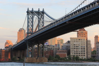 Low angle view of suspension bridge
