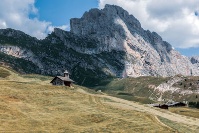 Panoramic view of the seceda, high mountain in the dolomites in south tyrol, italy.