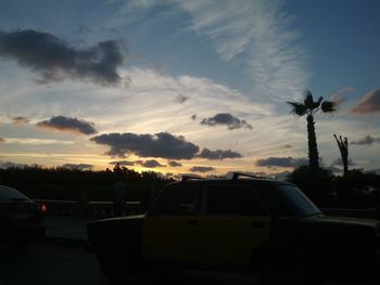 Silhouette trees against sky during sunset