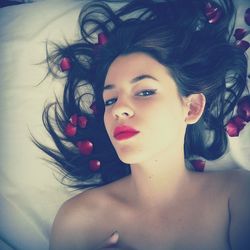 Close-up portrait of beautiful young woman