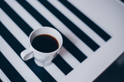 High angle view of coffee on table