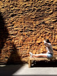 Woman on wall