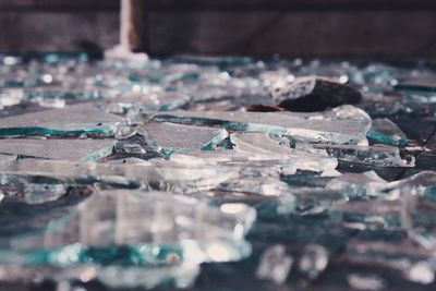 Close-up of broken glass outdoors