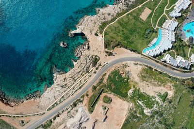 High angle view of people on beach