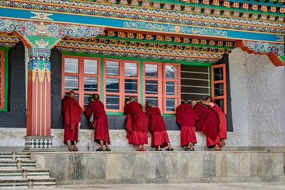 People walking in temple