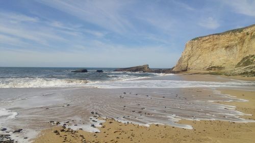 Scenic view of beach against sky