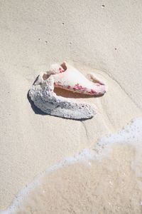 High angle view of sand on beach