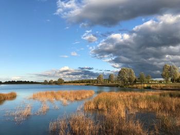 Scenic view of lake against sky