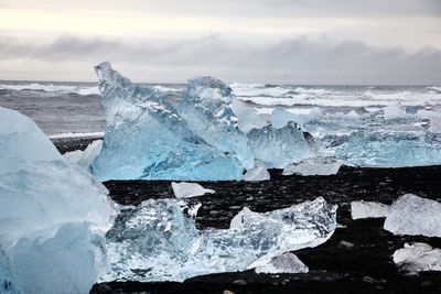 Scenic view of frozen sea against sky