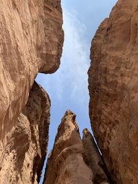 Low angle view of rock formations
