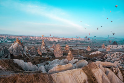 Panoramic view of rocks against sky