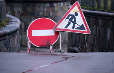 Road sign on street