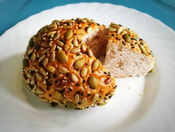 High angle view of dessert in plate