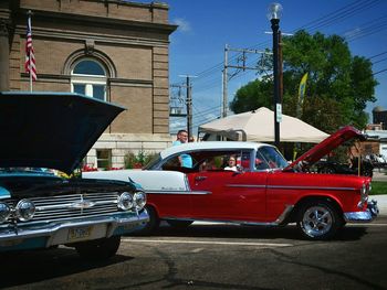 Cars parked on street