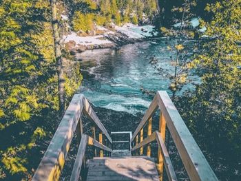 High angle view of bridge over lake