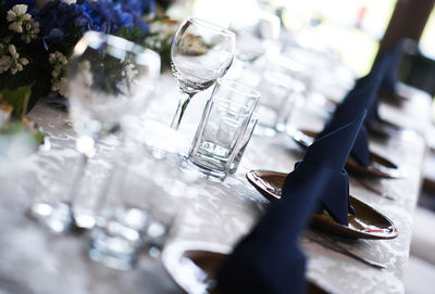 Place setting on table at wedding