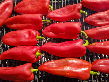 Close-up of red chili peppers for sale in market